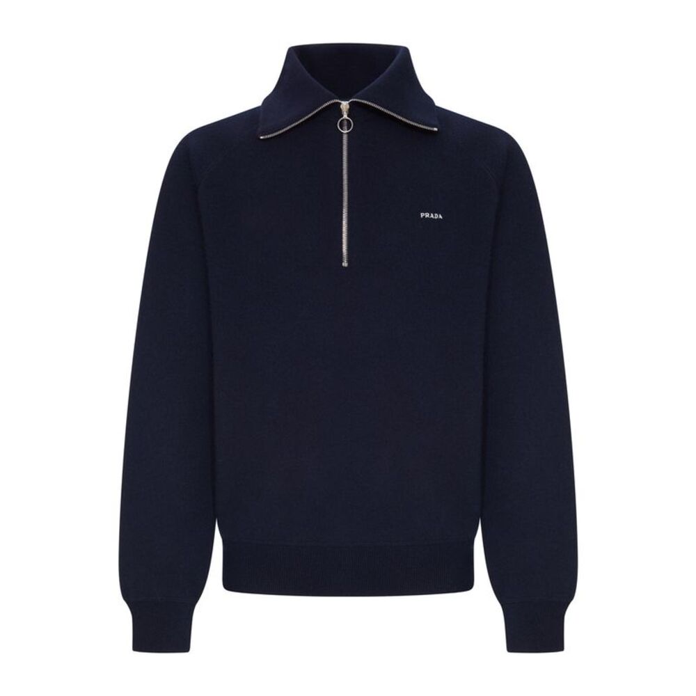 Prada Men Knitted Polo Shirt With Prada Logo